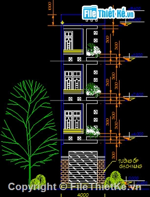 Bản vẽ nhà phố,thiết kế nhà phố,nhà phố 4 x 17m,nhà phố 4 tầng